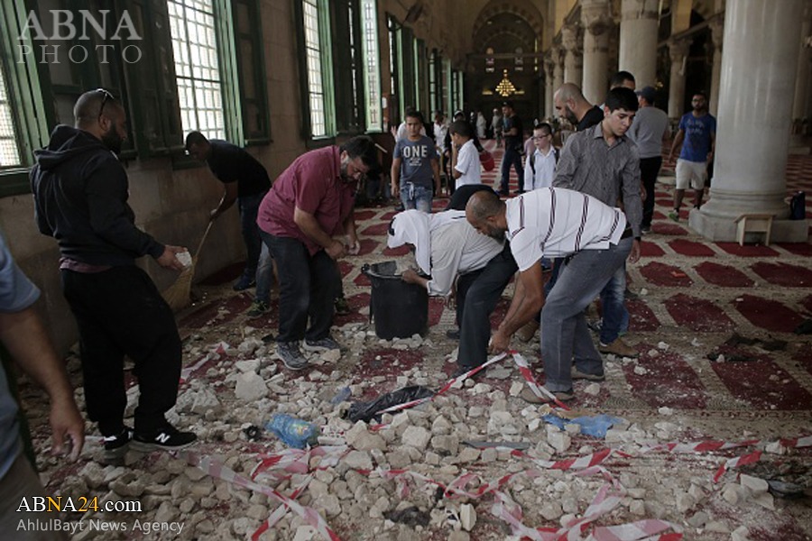 حمله نظامیان صهیونیست به نمازگزاران مسجد الاقصی + تصاویر