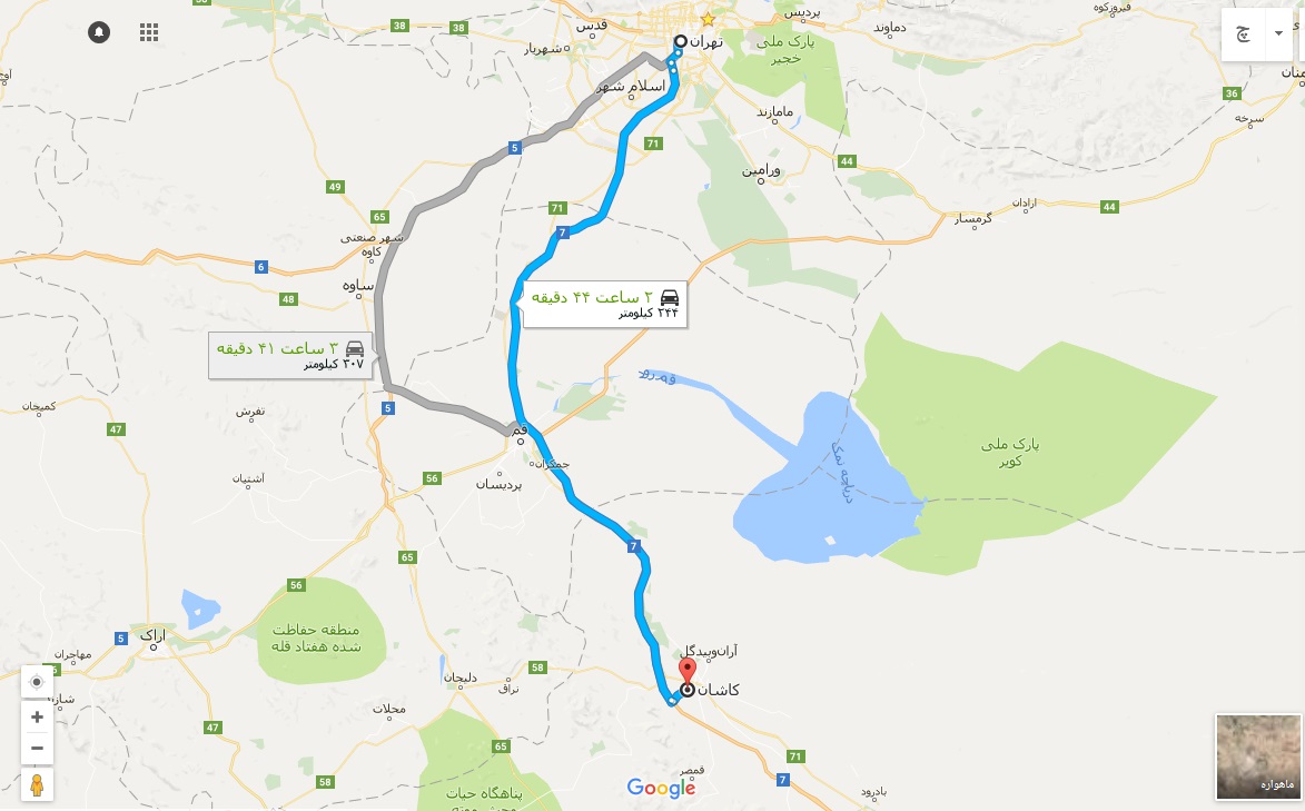 فاصله تهران تا کاشان چقدر است؟ + نقشه سفر