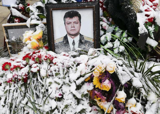 مراسم خاکسپاری خلبان روس + تصاویر