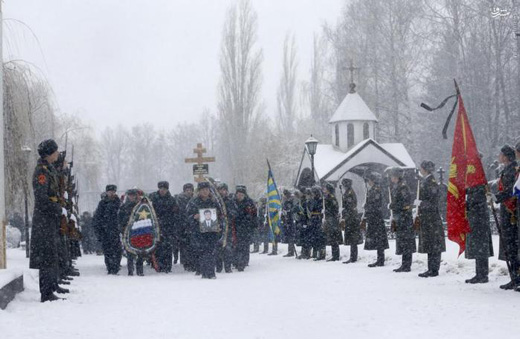 مراسم خاکسپاری خلبان روس + تصاویر