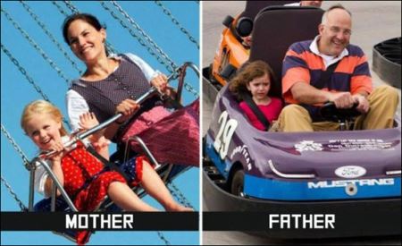 تفاوت های جالب پدران و مادران در بچه داری +تصاویر