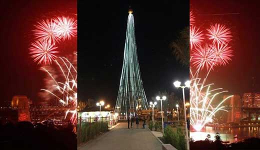 بلند ترین درخت کریسمس جهان در بغداد نصب شد + تصاویر