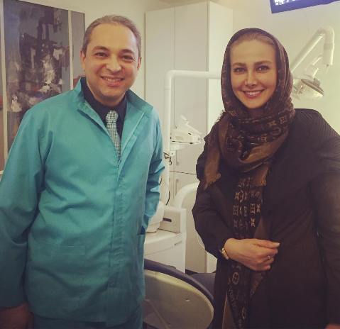 آنا نعمتی در کنار آقای دکتری که دندانپزشک او می باشد +عکس
