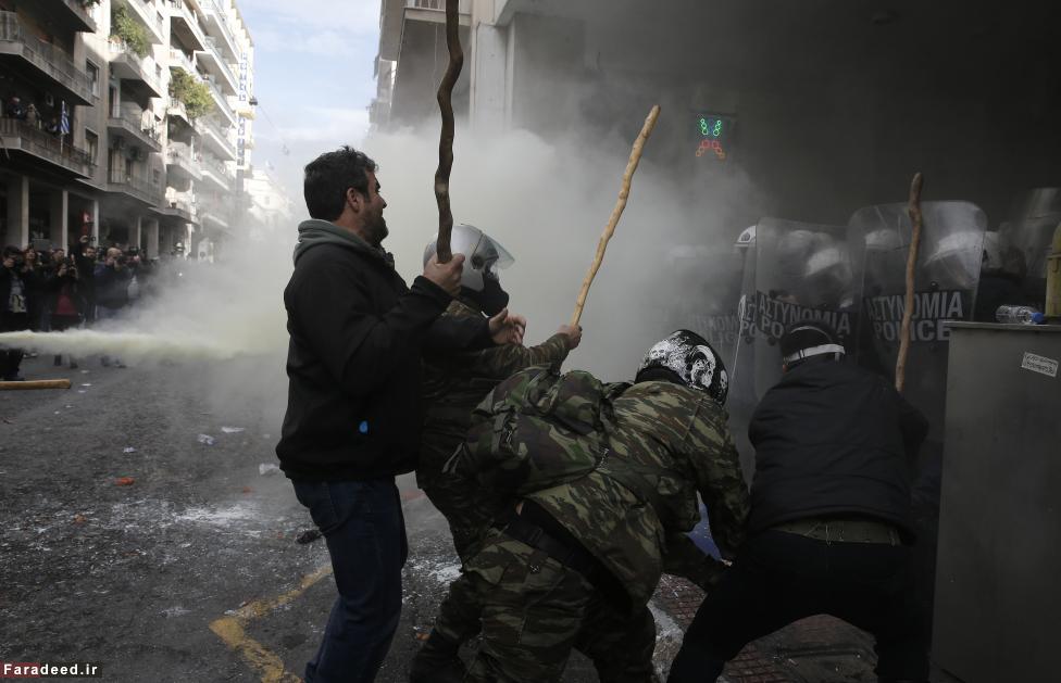 شورش کشاورزان در یونان +تصاویر