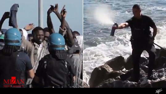 حمله پلیس به پناهجویان با اسپری فلفل + فیلم
