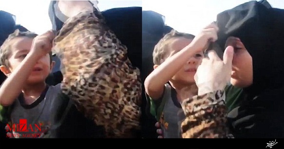لحظه دیدنی رهایی مادر و طفلش از چنگال داعش + فیلم
