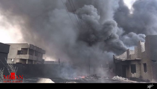 داعش برای استتار نفت به آتش کشید + فیلم