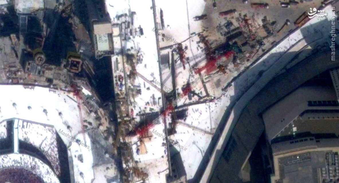 تصاویر ماهواره ای از فاجعه سقوط جرثقیل در مسجدالحرام