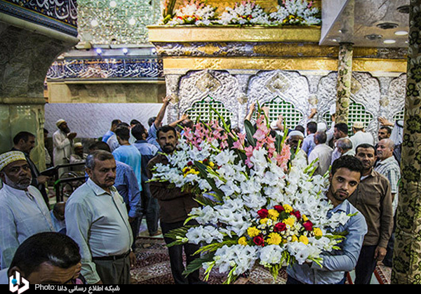 تعویض گل‌های ضریح حرم امام حسین(ع)+عکس