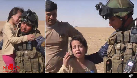 تشکر احساسی کودک موصلی از نیروهای ارتش عراق + فیلم