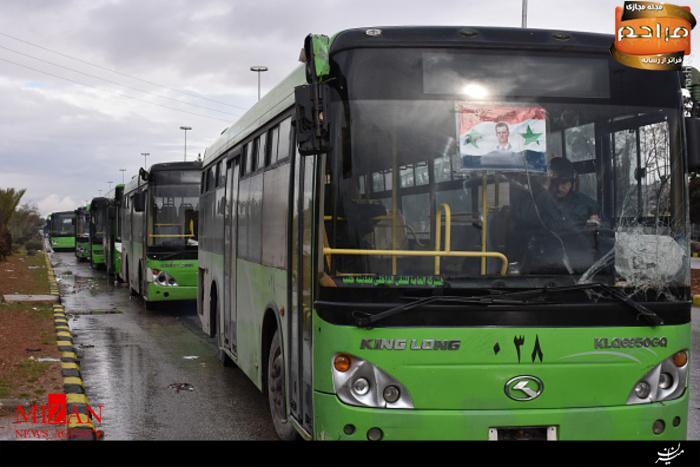 ورود اتوبوس‌های سبز به حلب برای از سرگیری خروج غیرنظامیان