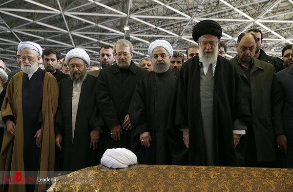 حضور رئیس قوه قضائیه در مراسم تشییع پیکر آیت الله هاشمی رفسنجانی + عکس