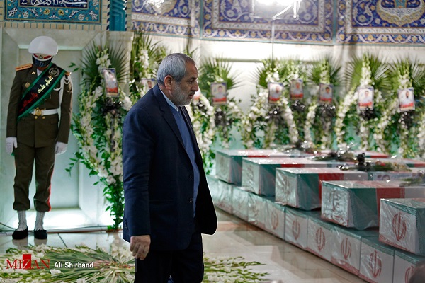 دادستان تهران در مراسم تشییع پیکر شهدای آتش نشان حضور یافت