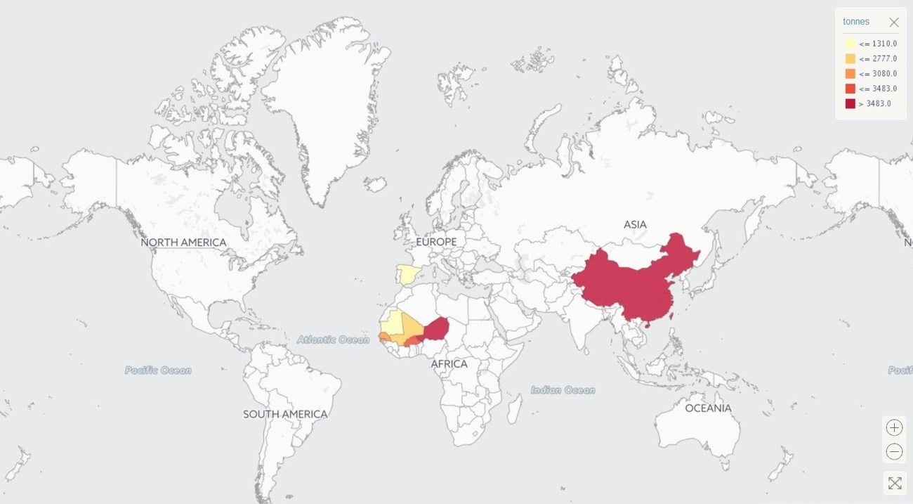 کشورهای تولیدکننده گوشت الاغ در سال 2014