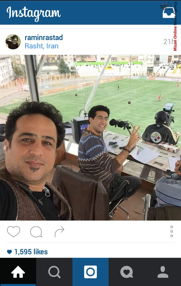 حضور رامین راستاد در اتاق فرمان تهیه گزارش بازی فوتبال داماش گيلان و پارسه تهران