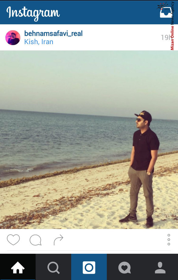 بهنام صفوی در ساحل خلیج فارس در جزیره زیبای کیش