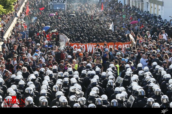 دامنه تظاهرات علیه نشست گروه 20 افزایش یافت/معترضان آلمانی با پلیس درگیر شدند