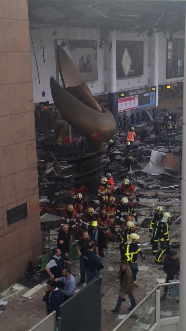 انفجار دو بمب در فرودگاه بروکسل / تاکنون 17 کشته و 35 زخمی / کشف یک بسته مشکوک / وقوع 4 انفجار دیگر در مترو بروکسل + فیلم و تصاویر