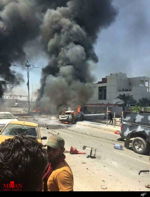 آخرین تصاویر انفجار خودروی بمبگذاری شده در بصره + عکس