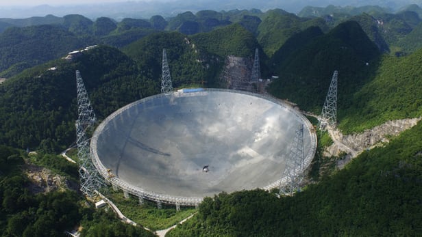 روشن شدن بزرگترین تلسکوپ رادیویی زمین در چین+تصاویر