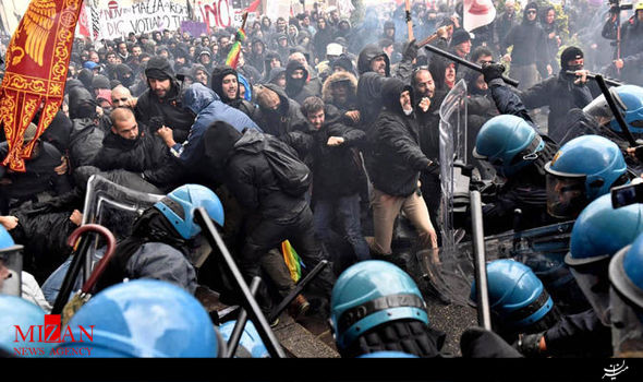 تظاهرات ضد دولتی در ایتالیا به خشونت کشیده شد