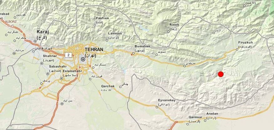 مرکز دقیق زلزله فیروزکوه مشخص شد + نقشه