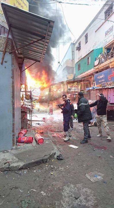 وقوع انفجارهای پیاپی در یک بازار پر رفت و آمد شهر بغداد/4 نفر کشته و 11 نفر دیگر زخمی شدند+تصاویر