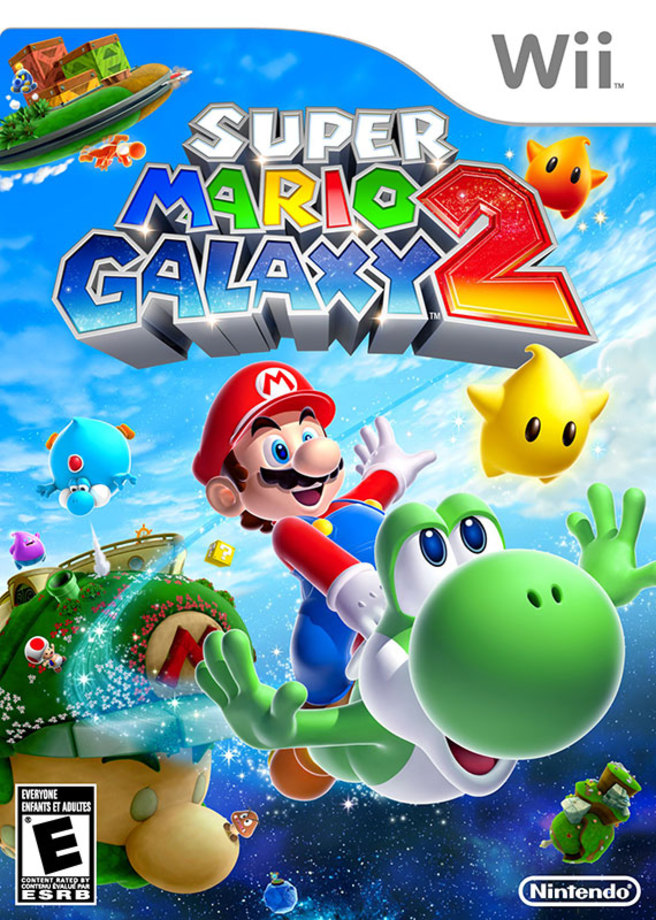 ۱۸. Super Mario Galaxy 2

مجموعه Super Mario از دیرباز با دنیاهای رنگارنگ و جذابش شناخته می‌شود. قابلیت سفر بین سیارات مختلف یعنی اینکه محیط‌های Super Mario Galaxy 2 حتی از بازی‌های قبلی این مجموعه نیز متنوع‌تر هستند. شخصیت «یوشی» نقش بسیار پررنگی در گیم‌پلی این بازی ایفا می‌کند، به همین دلیل تصویر او را حتی بزرگتر از «ماریو» می‌بینیم. رنگ‌های شاد و زنده‌ای که در جلد Super Mario Galaxy 2 استفاده شده‌اند از همان ابتدا توجه مخاطب را جلب می‌کنند.