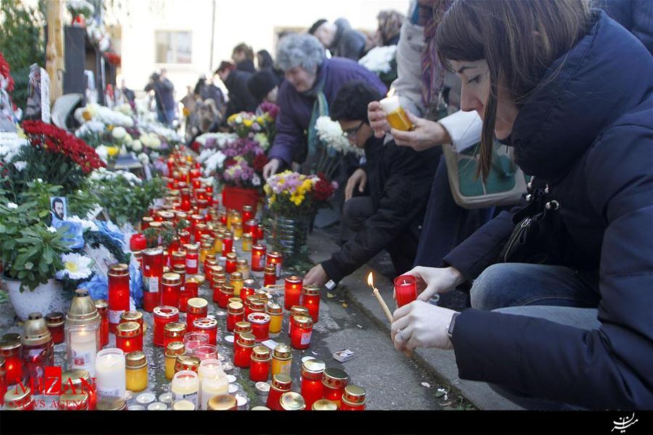 مراسم یادبود 64 قربانی حادثه آتش سوزی کلوپ شبانه در بخارست رومانی