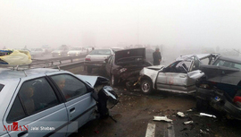 تصادف زنجیره ای 41 خودرو در اتوبان مه آلود مشهد - نیشابور