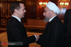 دیدار حسن روحانی با مدودوف نخست وزیر روسیه دمیتری مدودف