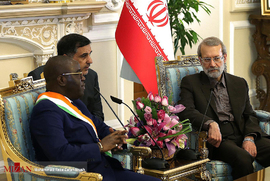 دیدار ژولاد افرم پریواتاولا، نایب رئیس مجلس ساحل عاج با علی لاریجانی رئیس مجلس شورای اسلامی