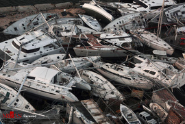 قایق های ویران شده بر اثر طوفان ایرما