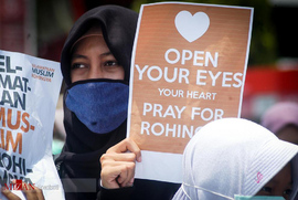 تظاهرات بر ضد کشتار مسلمانان میانماری در اندونزی