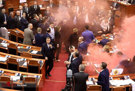پرتاب بمب دودزا در صحن پارلمان