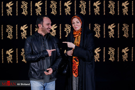 آزاده نامداری و احسان کرمی در در حاشیه سی و ششمین جشنوار ه فیلم فجر 