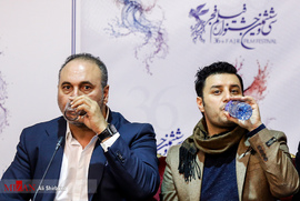 جواد عزتی و حمید فرخ نژاد در جلسه پرسش و پاسخ فیلم سینمایی لاتاری 