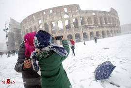 بارش برف در رم ایتالیا