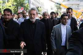علی لاریجانی رییس مجلس شورای اسلامی در راهپیمایی روز قدس