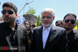 محمدرضا عارف نماینده مجلس شورای اسلامی در راهپیمایی روز قدس