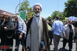 حجت الاسلام علی محمدی، رئیس سازمان اوقاف در راهپیمایی روز قدس