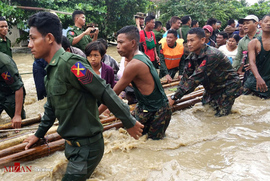 شکسته شدن سد در میانمار