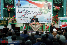 جواد لاریجانی ،دبیر ستاد حقوق بشر، در اجتماع هیئات مذهبی مهدیشهر به مناسبت چهلمین سالگرد پیروزی انقلاب اسلامی