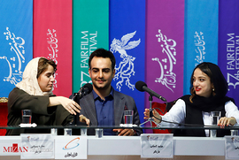 ندا جبرائیلی، حامد کمیلی و ستاره پسیانی ، بازیگران ، در نشست خبری فیلم سینمایی جمشیدیه 