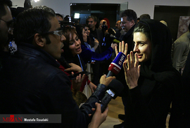 لیلا حاتمی، بازیگر، در نشست خبری فیلم سینمایی مردی بدون سایه
