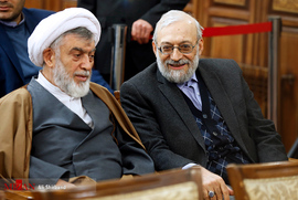 محمد جواد لاریجانی و حجت الاسلام نیری در مراسم تکریم و معارفه رئیس قوه قضاییه