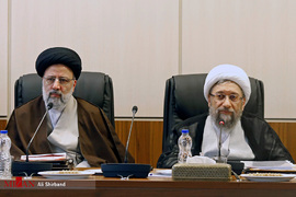 آیت الله آملی لاریجانی و آیت الله رئیسی در جلسه مجمع تشخیص مصلحت نظام