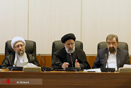 محسن رضایی، آیت الله رئیسی و آیت الله آملی لاریجانی در جلسه مجمع تشخیص مصلحت نظام
