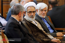 محمدرضا عارف، حجت الاسلام والمسلمین منتظری و علی مطهری در دیدار با رئیس قوه قضاییه