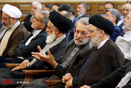 آیت الله رئیسی رئیس قوه قضاییه و علی لاریجانی رئیس مجلس شورای اسلامی